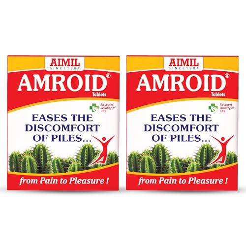 Image of AIMIL Amroid Tablets - 30 Tablets | Ayurvedic Supplement for Anorectal Comfort and Bowel Regulation | Natural Polyherbal Formula with Triphala, Amla, and Tulsi to Relieve Discomfort (Pack of 2)