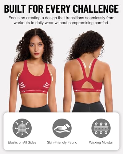 Image of Sports Bras for Women, High Impact Sports Bra - Racerback Running Bra Padded Yoga Bra, Workout Crop Tank Tops Longline