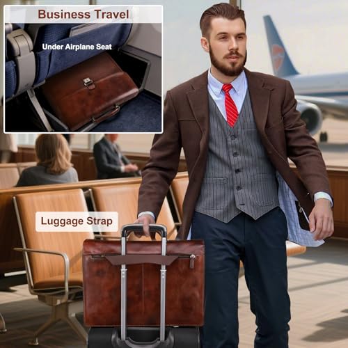 Banuce Vintage Leather Briefcase for Men