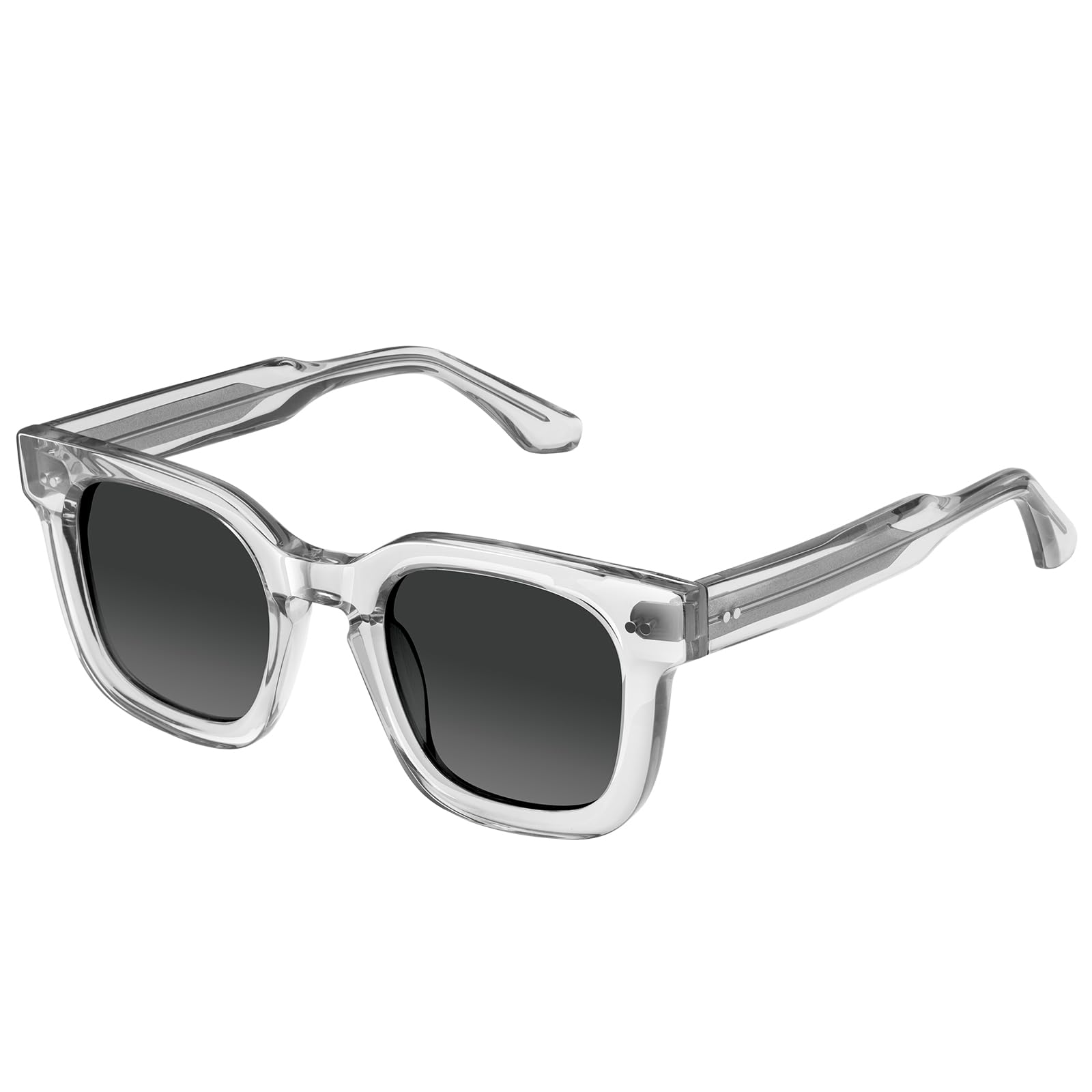 AVAWAY Occhiali da sole Polarizzati Classici da Uomo Montatura Piccola Quadrata in Acetato Occhiali Alla Moda Vintage con Protezione UV400