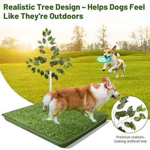 Image of Dog Grass Pad with Tray, 26''X26'' Artificial Turf Grass Potty, 2-Pack Reusable Puppy Pee Pads for Dogs, Portable Dog Litter Box for Indoor /Outdoor Potty Training Toilet
