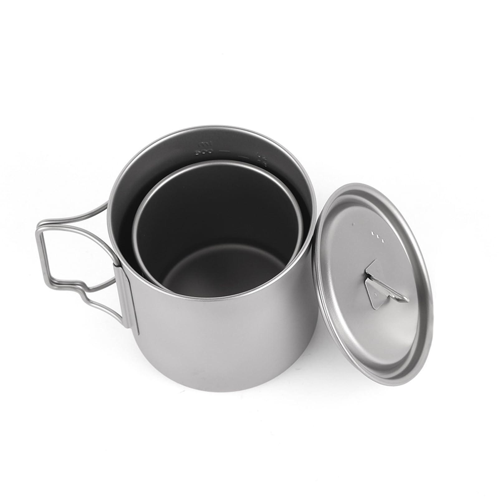 Domary Taza Taza para Acampar Al Aire con Asa Plegable y Tapa de Agua Portátil Duradera para Senderismo Mochilero Material de Picnic 300 Ml 350 Ml 450 550 650 750 (Titanio 7)