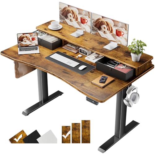 Veken 47.2'×27.6' Standing Desk with Storage Drawers,...
