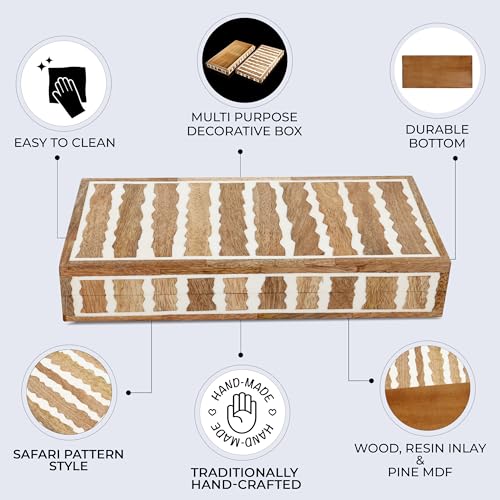 Image of Handicrafts Home 12x6x2 Decorative Box Handmade Storage Organizer Boxes with Lids Keepsake Gift Trinket Box Display Box, Kept Safari
