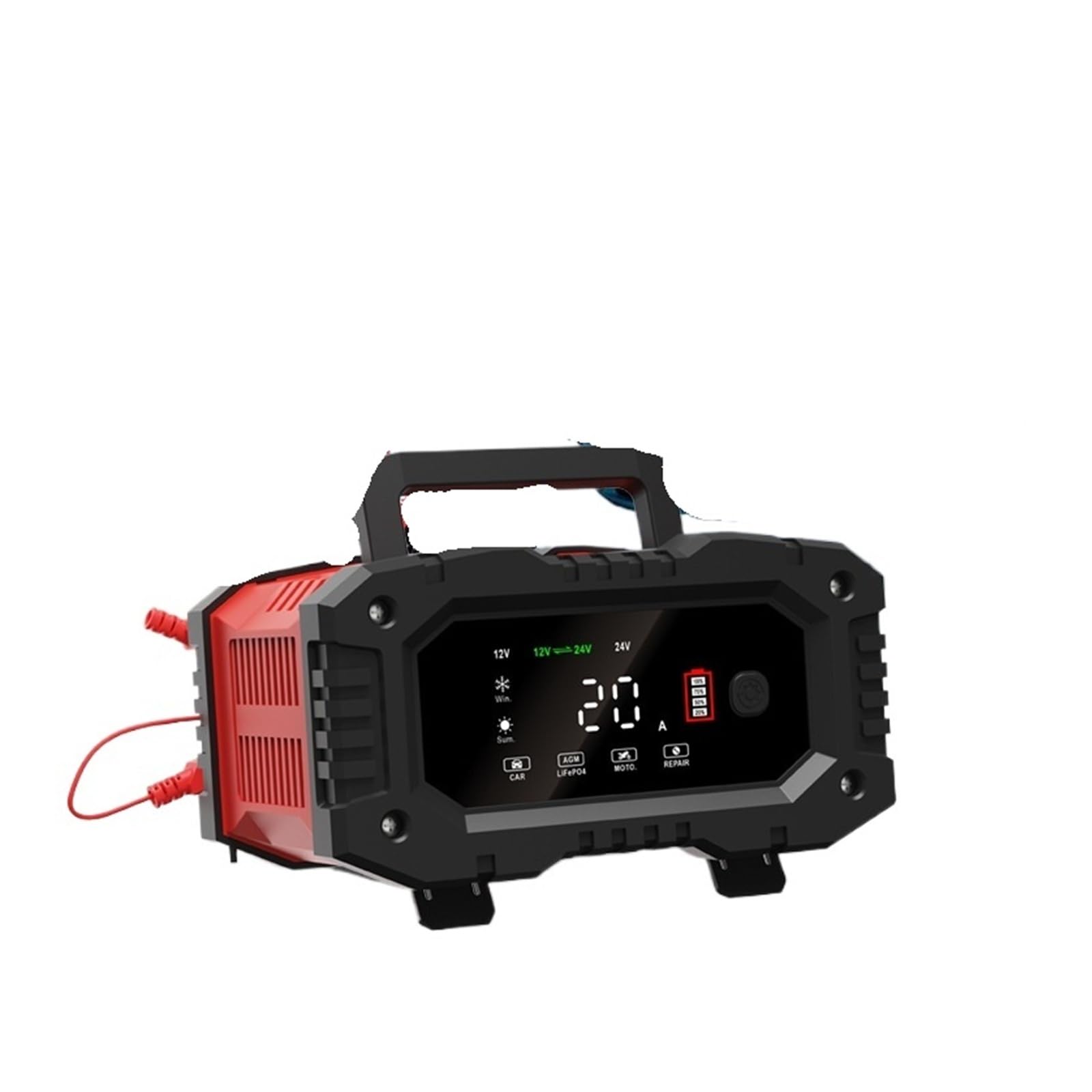 Ładowarka Baterii, 12 V/24 V w pełni automatyczna ładowarka akumulatorów 7-segmentowa inteligentna ładowarka samochodowa do naprawy impulsów(12V 24V 20A 10A)
