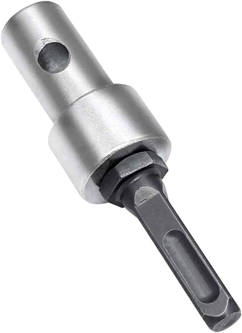 Round Shank Garden Earth Auger Drill Adapter,Electric Drill to Ground Drill Conversion Head,2 Slots and 2 Pits,for Cordless Drill, SDS Plus,SDS Rotary Hammer Drill,Concrete Drill（Square Handle）