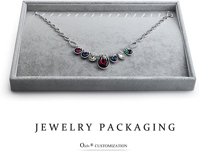 Image of 20 Hooks Sackcloth Jewelry Tray Necklace /Pendant /Long chain Display Showcase Organizer