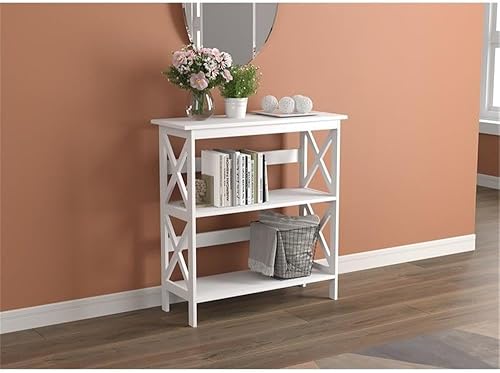 Miniatura 2 de Pemberly Row Estantería moderna de 32.50 pulgadas de alto con 3 estantes en acabado blanco