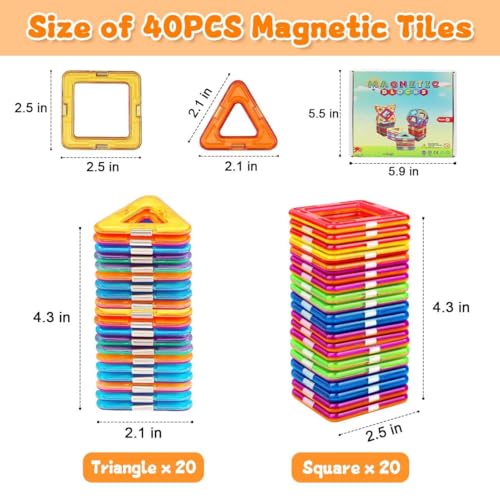 HQXBNBY 40-Piece Magnetic Building Blocks — Budget Magnetic Tiles for Ages 3+ — view 2