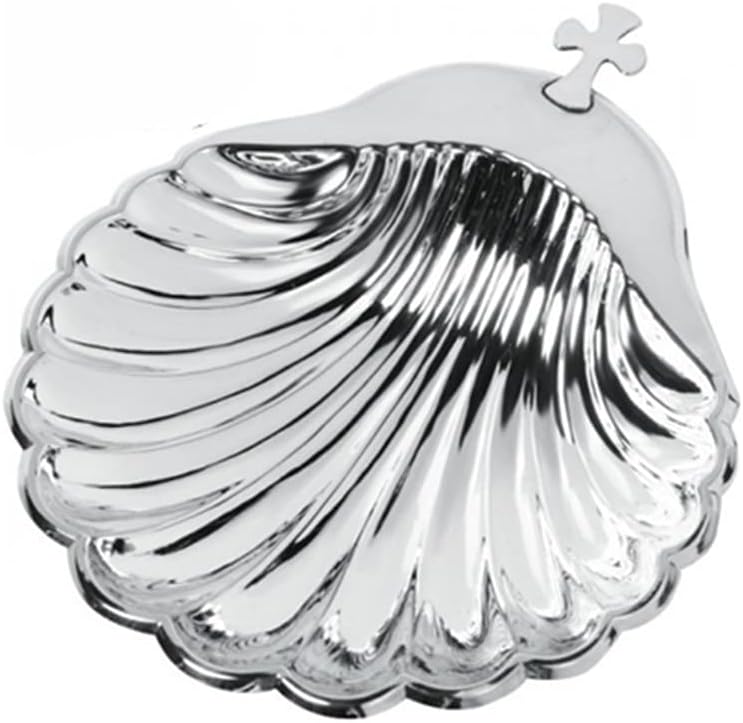 DOCOLASTRA Concha de Bautismo en Plata de Primera de Ley, Personalizable y con Pañuelo o Bolsa incluidad.