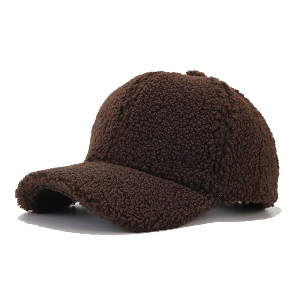 Hdigit Men's Coffee Winter Baseball Cap Unisex Baseball Cap 100% Lambswool Fits Wo Hats For Baseball Cap (Lamb Cashmere, )