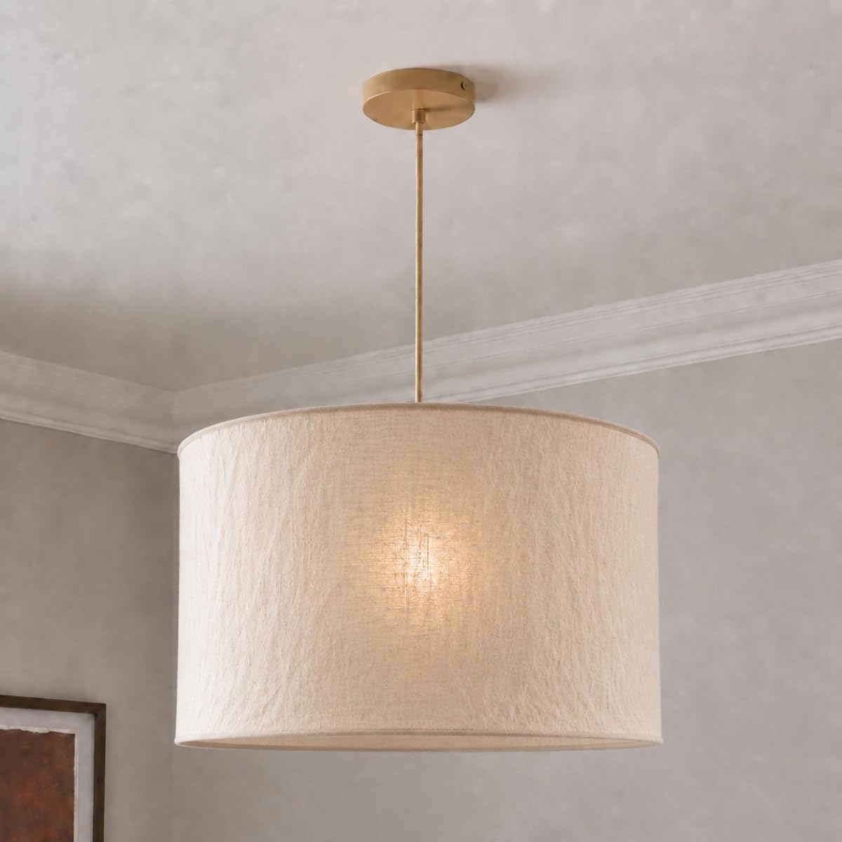 Cgc Lighting Sicilia Oatmeal Linen Large Round Indoor Ceiling Lampshade Handmade Easy Fit Linen, Scandinavian Minimalist Style, Non Electrical (Sicilia Oatmeal Linen Large Round)