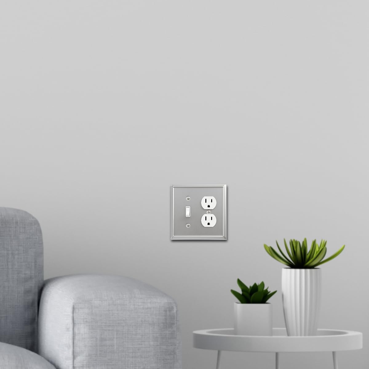 OKAWYC Brushed Nickel Metal Wall Plate - 3 Gang Decorator Light Switch Cover, 2-Pack, Fits Toggle/Dimmer/GFCI Outlets