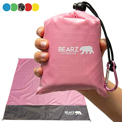 BEARZ Outdoor Beach Blanket, Waterproof Picnic Blanket 55″x60″ - Lightweight Camping Tarp, Compact