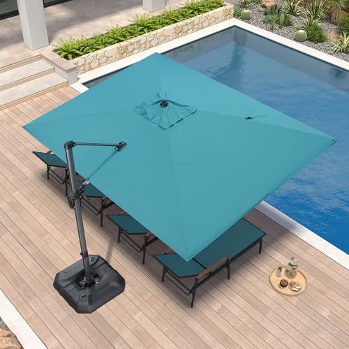 Image of PURPLE LEAF Patio Umbrella 9' x 11.5' All-Day Shade Control Turquoise