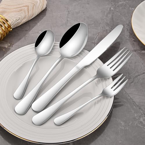 30-teiliges Edelstahl Bestecksets 6 Personen, Besteck Set Spülmaschinenfest – Ansicht 6