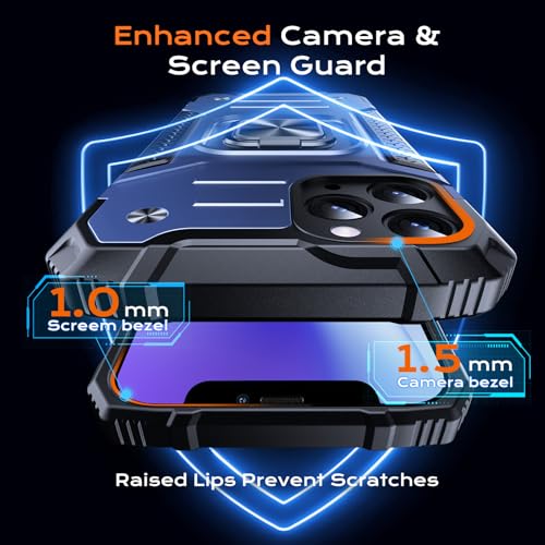 Image of Anqrp Heavy Duty Case for iPhone 11 Pro Case with Enhanced Ring Holder Grip Stand, Military Grade Shockproof Rugged Drop Protective Silicone Hard Slim iPhone 11 Pro Phone Case Cover,Vivid Blue