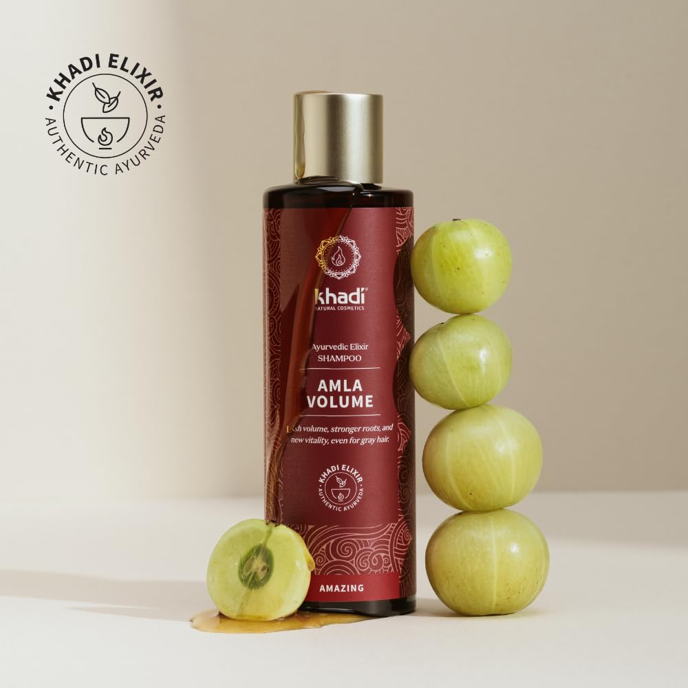 khadi AMLA VOLUME Shampooing ayurvédique – Recharge – Cheveux puissants et volume grâce aux racines fortes – 100 % naturel et végétalien – 400 ml