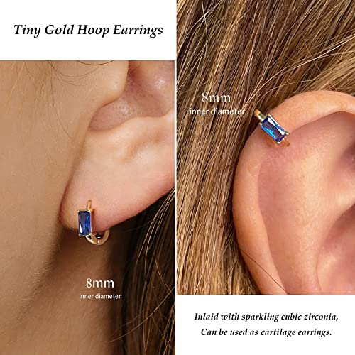 Image of DAILY VIBES Dainty Butterfly Cross CZ Small Huggie Hoop Earrings for Women | Hypoallergenic, 14K Gold Plated Hoops, Tiny Cubic Zirconia, Cartilage Hoop Earrings for Women Trendy