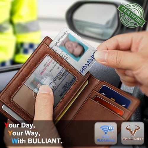 Image of BULLIANT Slim Wallet For Men 12Cards,Magnetic Flip Build-in Money Clip Airtag Compatible-RFID Blocking