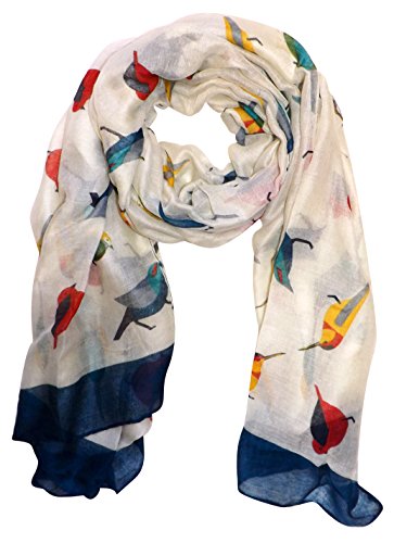 Peach Couture Pretty Vintage Finch Bird All-Over Print Light Sheer Scarf