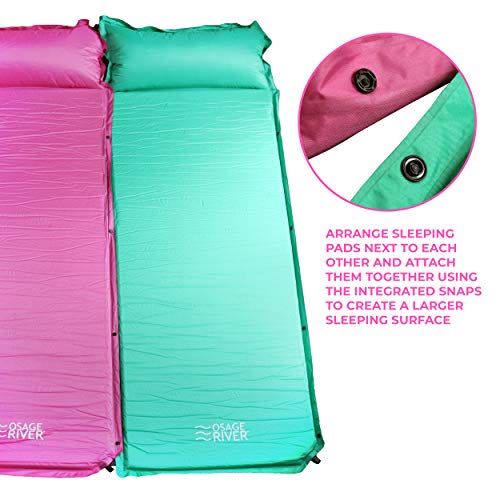 Osage River Self Inflating Sleeping Pad With Built-In Pillow, Compact Memory Foam Sleep Mat, Camping Air Mattress For Tent, Travel, Backpacking, Or Hiking, Pink #TOP4