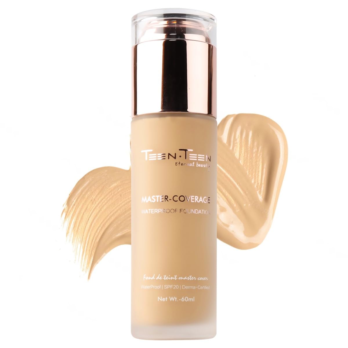 ​TEEN TEEN Master Coverage Waterproof Foundation |Lightweight, Matte Finish with SPF20| Full Coverage for All Skin Types, Natural Nude, 60ml