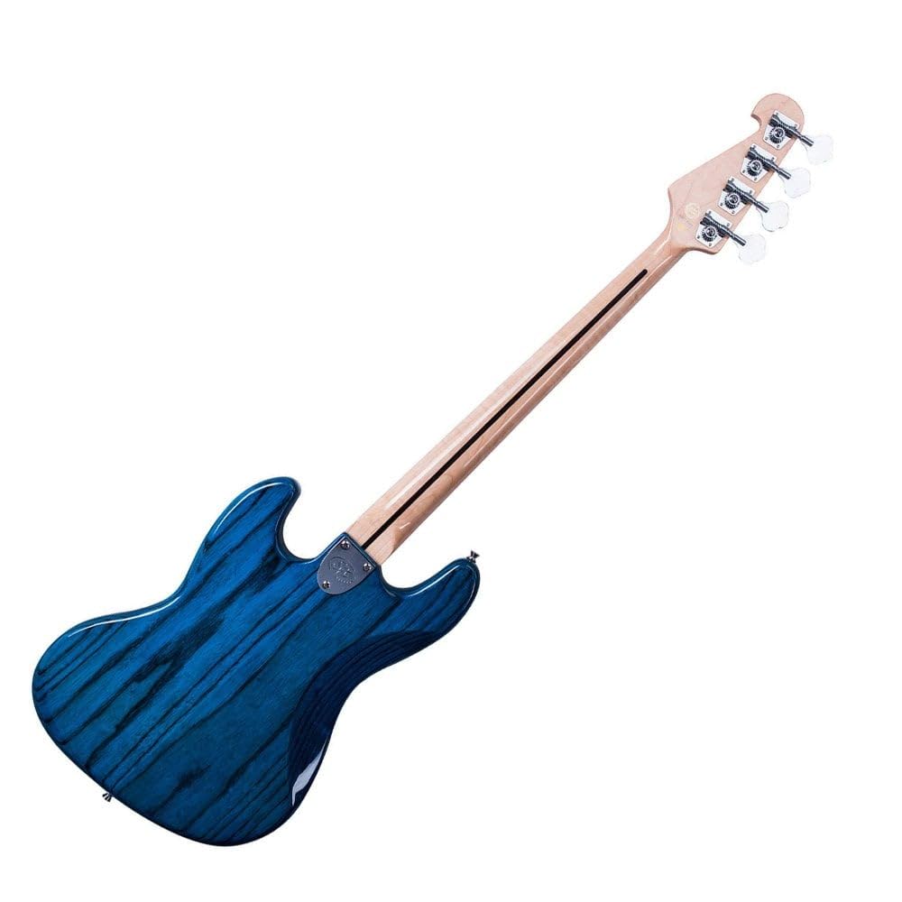 SX BASS GUITAR JAZZ STYLE TRANSLUCENT BLUE OVER AMERICAN NATURAL