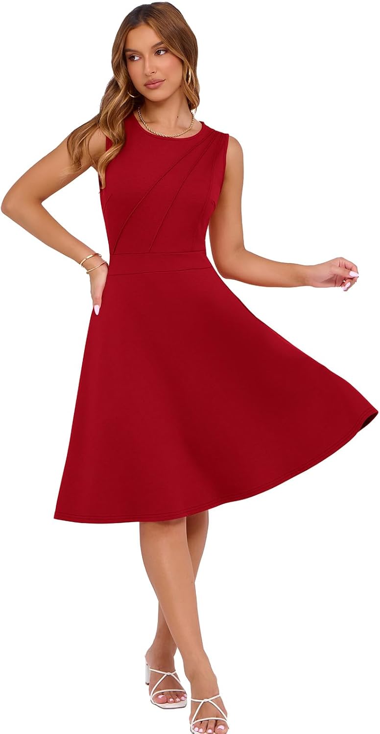 Sureple Womens Summer Cocktail Dresses 2026 Sleeveless Casual Fitted Tank Beach Swing A-Line Sundress - Image 7