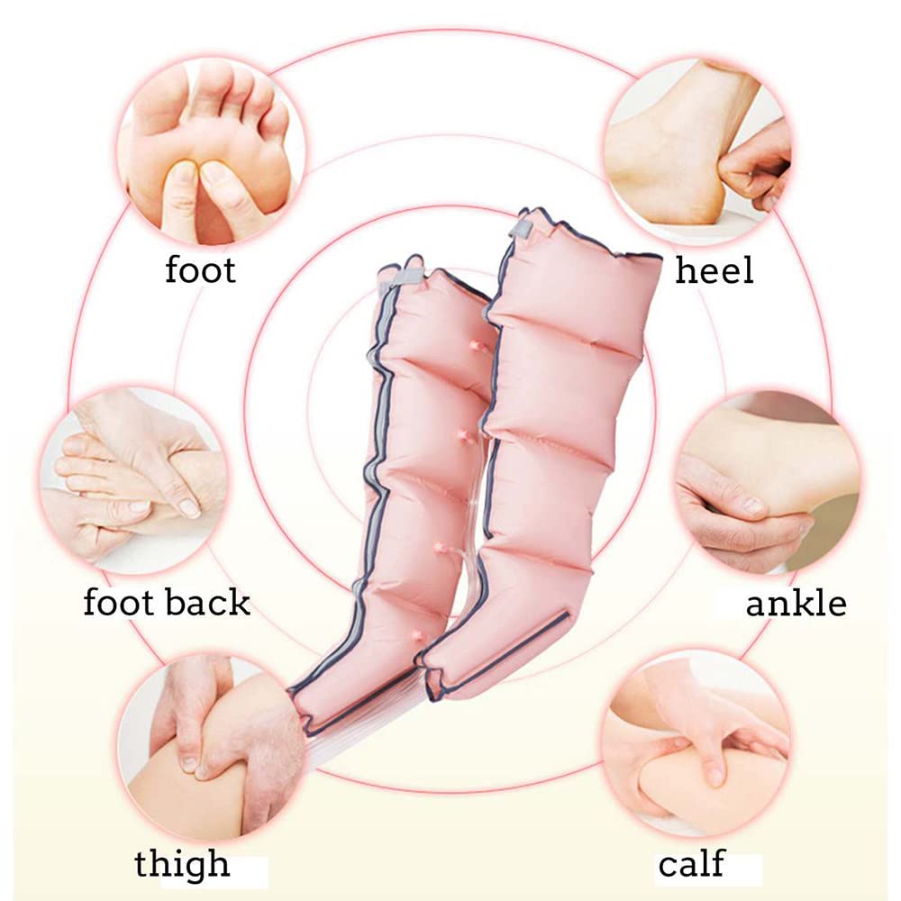 Massaggiatore per Gambe a Compressione Pneumatica, con 3 Modalità e 10 Intensità, Pressione & Durata Facilmente Regolabil, per Rilassare Gambe e Piedi,Pink