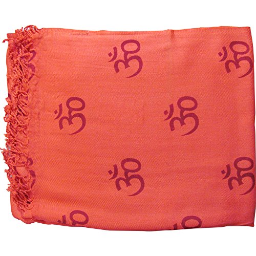 Indian Ethnic Yoga Red Om Block Print Long Scarf Prayer Shawl Stole SHANTI3