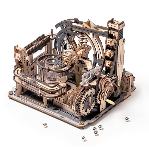 Wowood 3D Puzzles for Adults, Electric 3D Puzzle Marble Run, Marble Spaceport, Wooden Model Building Kits for Teens, 3D Wooden Puzzle Marble Run, large