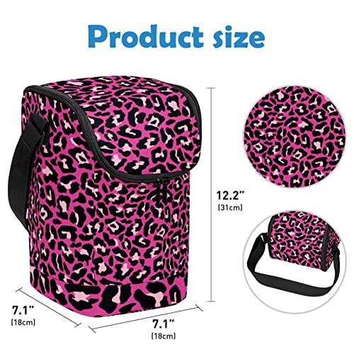 Lonchera grande de leopardo con correa ajustable para llevar comida al trabajo 4