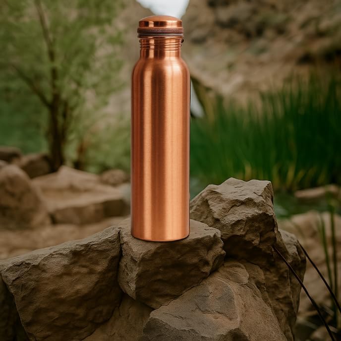Miniatura 3 de Botella de agua pura de cobre, perfecta para el estilo de vida ayurvédico (liso)