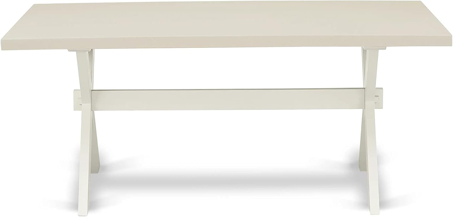 East West Furniture X027CE215-9 9 Piece Dining Table Set Includes a Rectangle Dining Room Table with X-Legs and 8 Baby Blue Linen Fabric Upholstered Parson Chairs, 40x72 Inch, Multi-Color