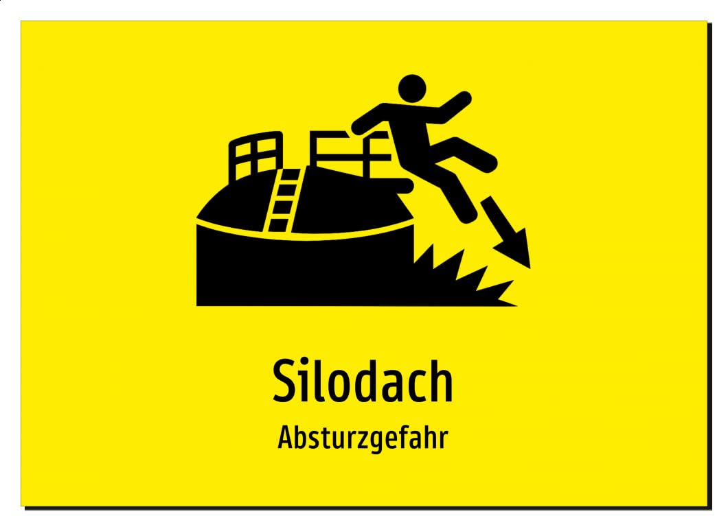 36777-DE-S-07 | Silodach - Absturzgefahr | Aluminiumschild A4, 297 x 210mm | mit Symbolgrafik und Text