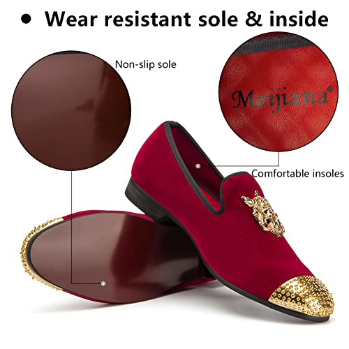 Image of Meijiana Mens Velvet Loafers Dress Shoes with Metal Embellishments Party Luxury Loafer Shoes