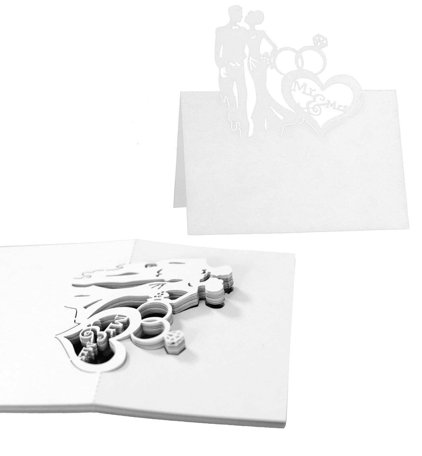 Tarjetas Mesa, 50 tarjetas de nombre de boda blancas tarjetas de lugar de papel perlado, tarjetas de número de asiento hueco para bodas, fiestas, banquetes