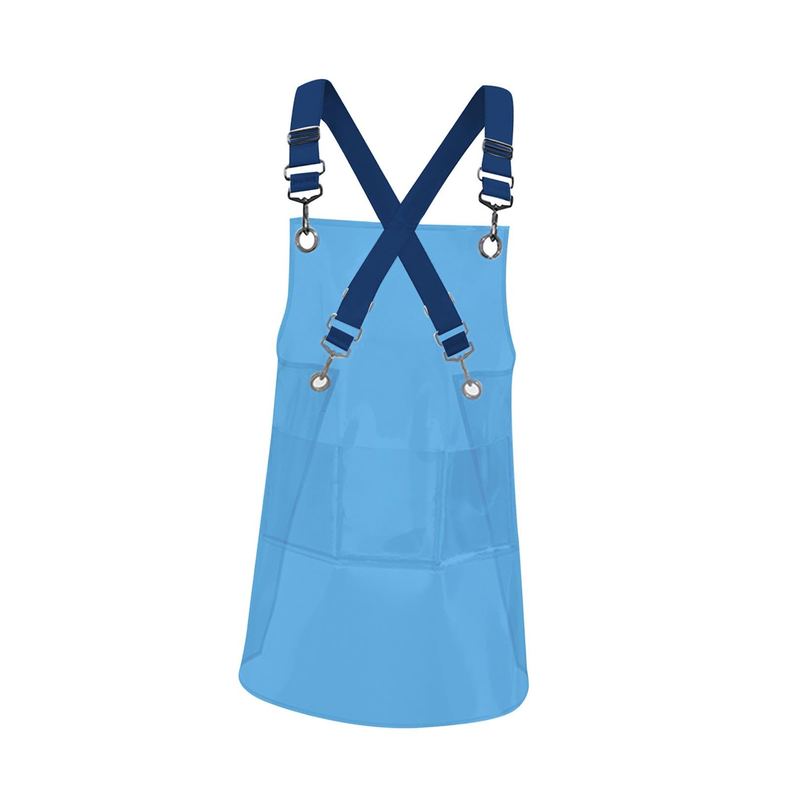Tablier de jardinage transparent durable Tablier de chef nordique DIY Occasion Tablier en TPU Bleu Longueur 60 cm