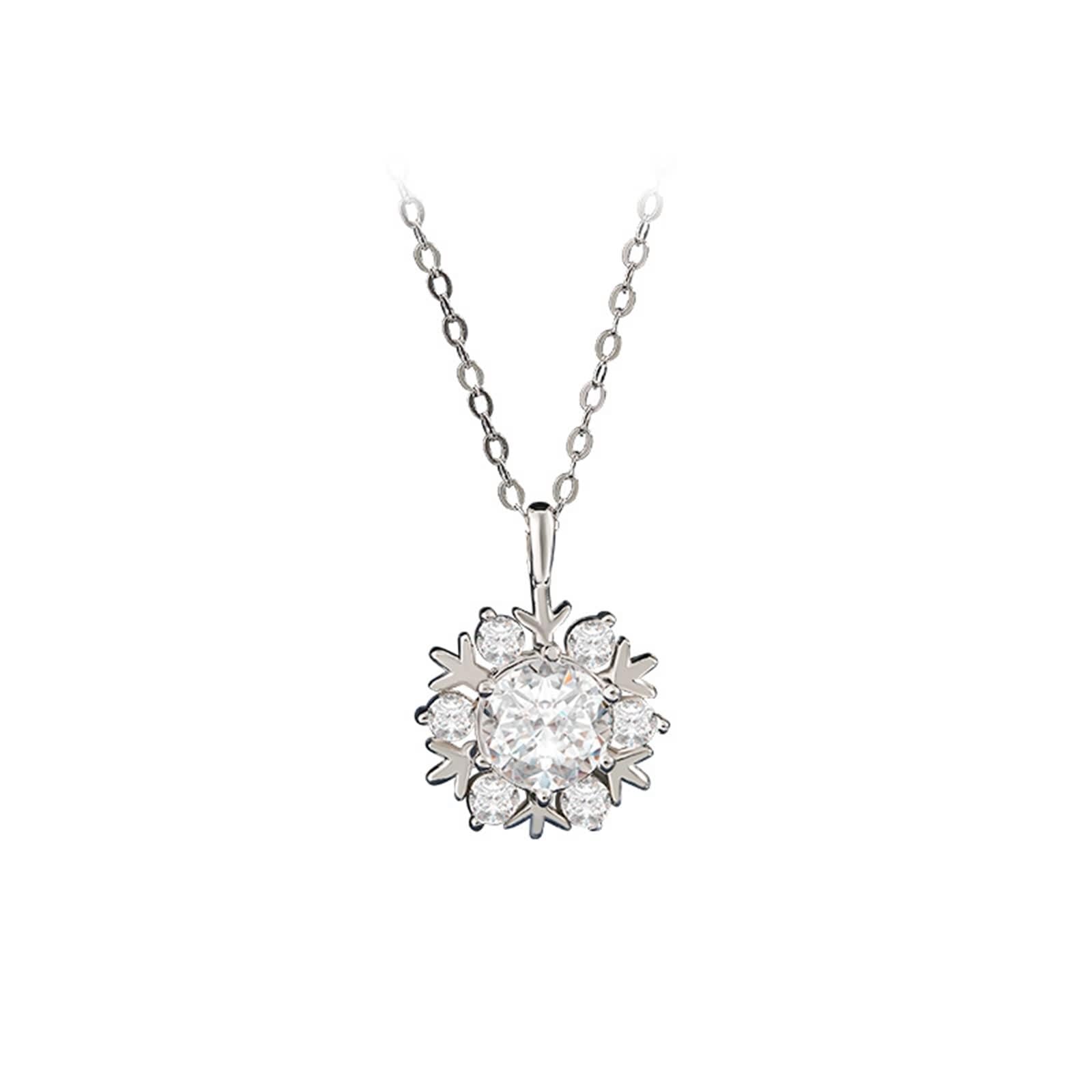 Collana Moissanite Donna, Collana Lunga Elegante Ciondolo Catenina Gioielli Oro Bianco 9K/14K/18K Fiocco di Neve 40+5cm