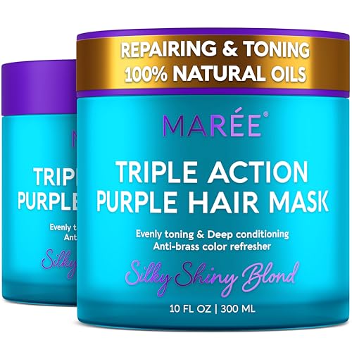 MAREE Deep Conditioning Purple Hair Mask for Blonde Hair 2 PACK – Purple Toner for Brassy,...