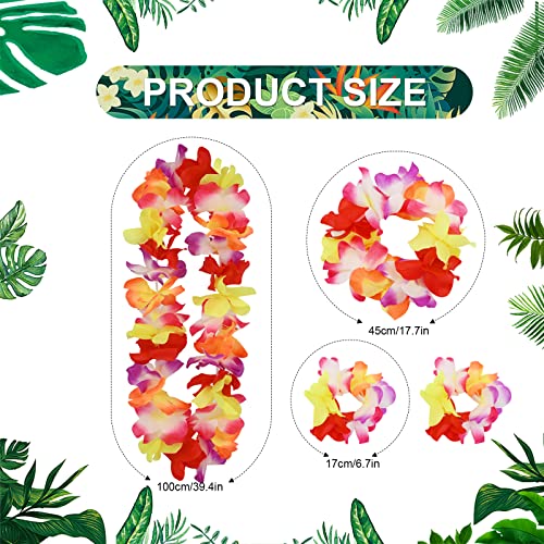 Guirnalda fiesta hawaianas de flores espesadas con collares y pulseras de textura suave 3
