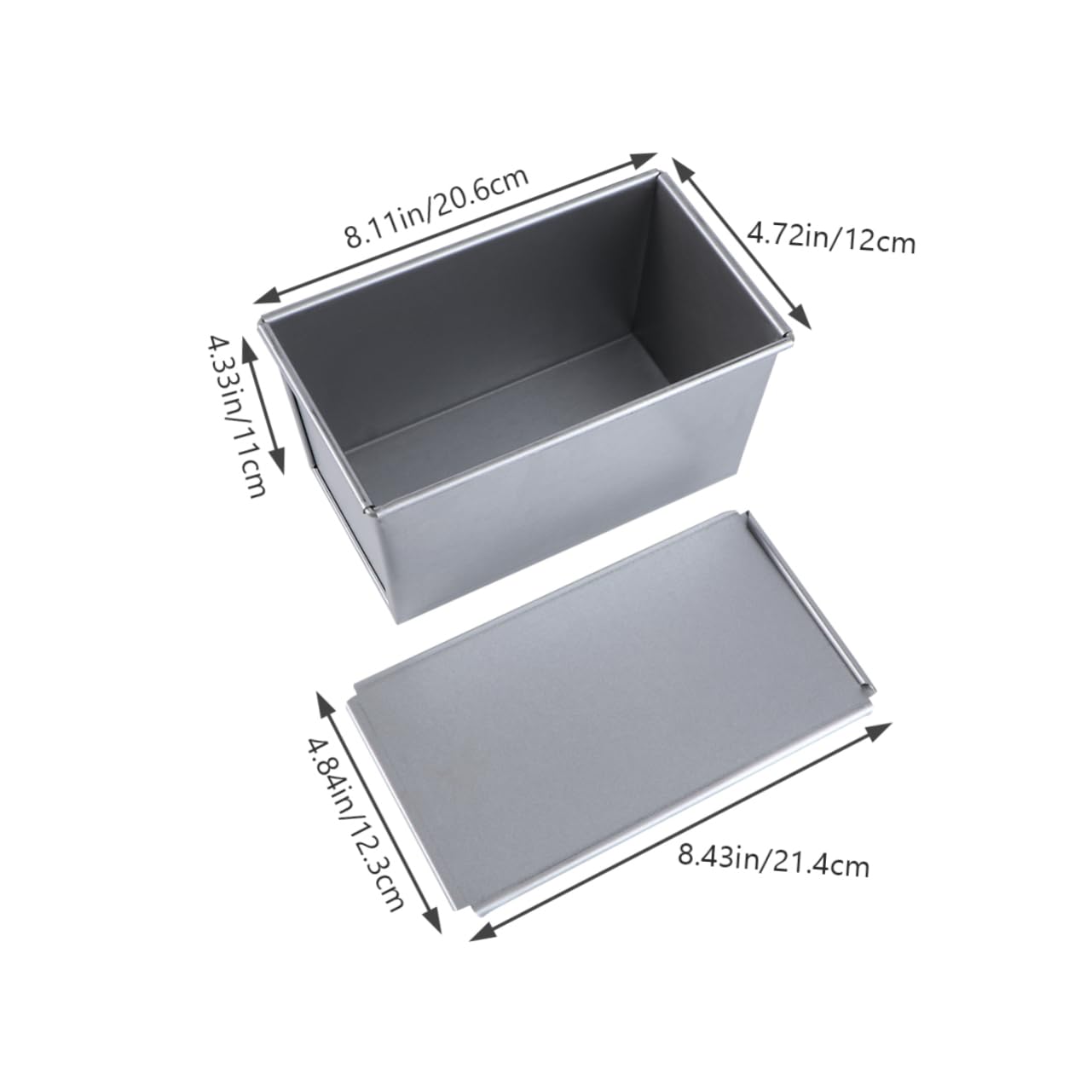 Rechteckige Toastform aus Aluminiumlegierung mit Deckel, Silber, 1 Stück