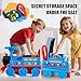 JOYLDIAS Ride On Train with 16pcs Curved Tracks and Carriage, 6V Electric Ride On Toy Train for Kids with Lights, Horns, Storage, Retractable Foot Pedals for Toddlers Under 39 inch, Blue
