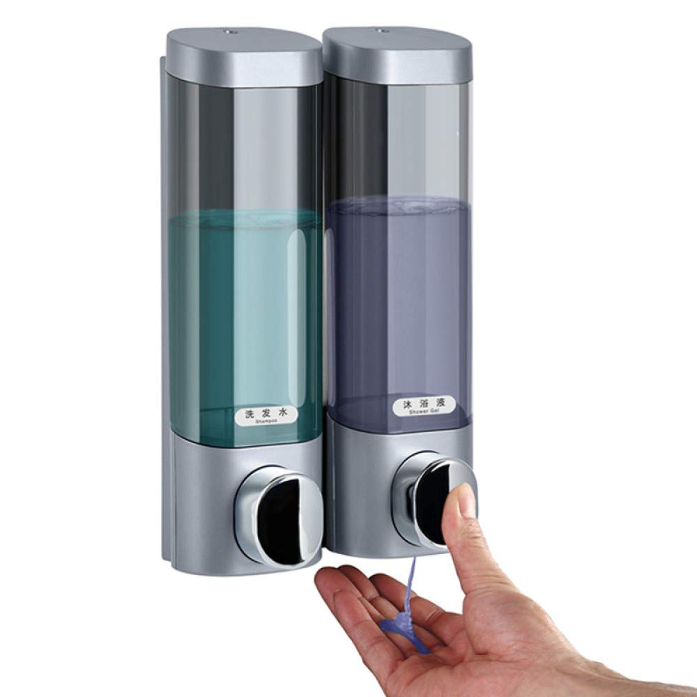 Dispenser di Sapone per Montaggio a Parete Shampoo Dispensers Doccia Gel detersivo Bottiglia Senza Odore di plastica Accessori per Il Bagno per la Cucina dell'hotel Doppio Bianco