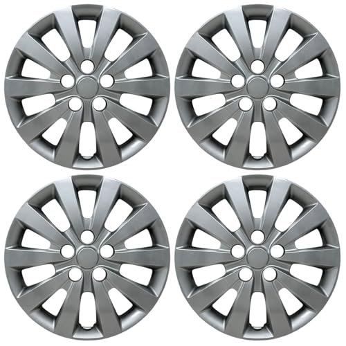 HubStar Hubcaps Fits Nissan Sentra 2013-2019, Leaf 2013-2018, Premium Replica 16-inch Replacement, Silver, 4 Pieces