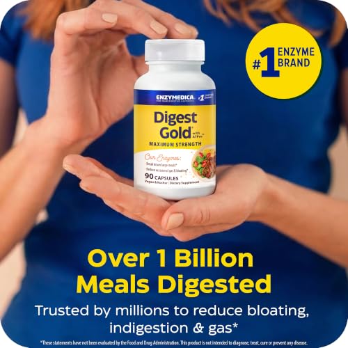 Image of Enzymedica Digest Gold, Maximum Strength, ATPro Energy Support - 90 Caps | Digestive Enzyme Supplement for Women & Men, Enzyme Capsules for Digestion, Gut Health Support, Helps Gas & Bloating, Vegan