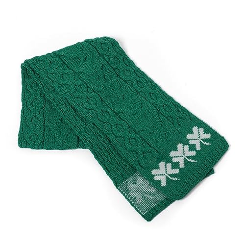 Shamrock Wool Scarf, 100% Merino Wool, Aran Knit Pattern, Made in Ireland