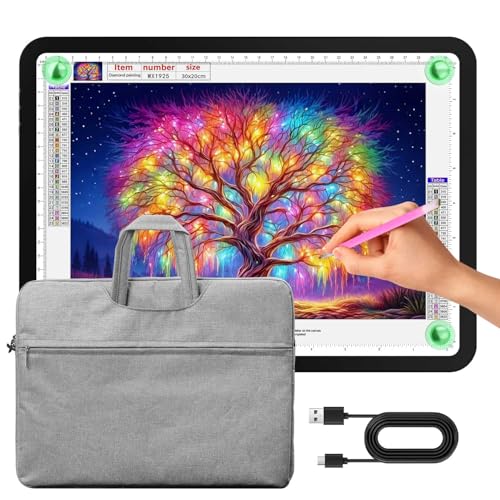 Image of Zocelight A4 Light Pad with Bag,11000 Lux Super Bright Light Box for Tracing,Side Button Design,3 Color Light Board,Magnetic Ultra Light Table for Diamond Painting,Sketching, Weeding Vinyl(Black)
