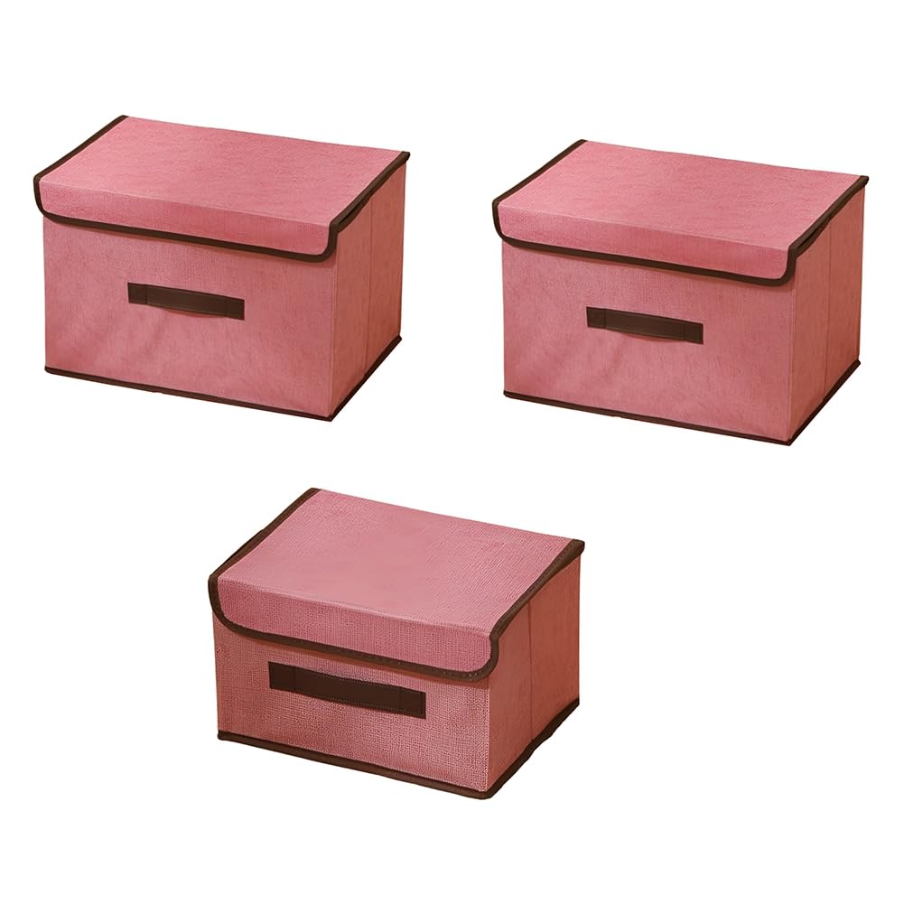 Boîte de rangement en tissu pliable avec couvercle et poignée pour placard